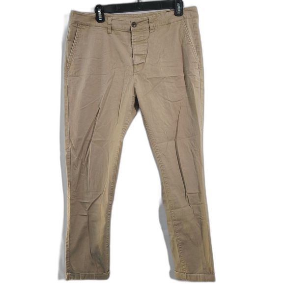 Asos Men Pants Chino Beige Cotton Blend Bootcut Straight Leg Work Career 34X30 - Picture 1 of 11